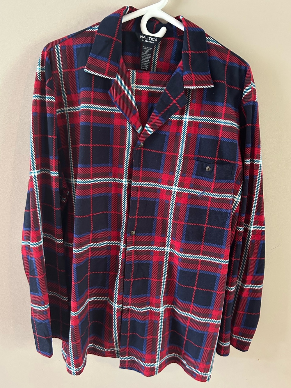 Nautica Red, Navy & White Plaid men’s pyjamas